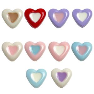 Colorful Love-Heart Loose Spacer Beads Charms Heart Loose Bead for DIY Craft Earirng Bracelet Necklace Making