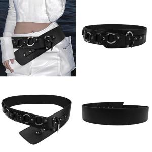 Adjustable Hook Buckle Corset Belt Aesthetic PU Leather Waist Cincher for Dresses Overcoat Daily and Formal Waist Decors
