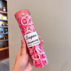 FU  Ikat Rambut Wanita Anak Set 100pcs Box Tali Ikat Rambut Karet Elastis Polos Warna Warni Import Fashion Korea Wanita A1