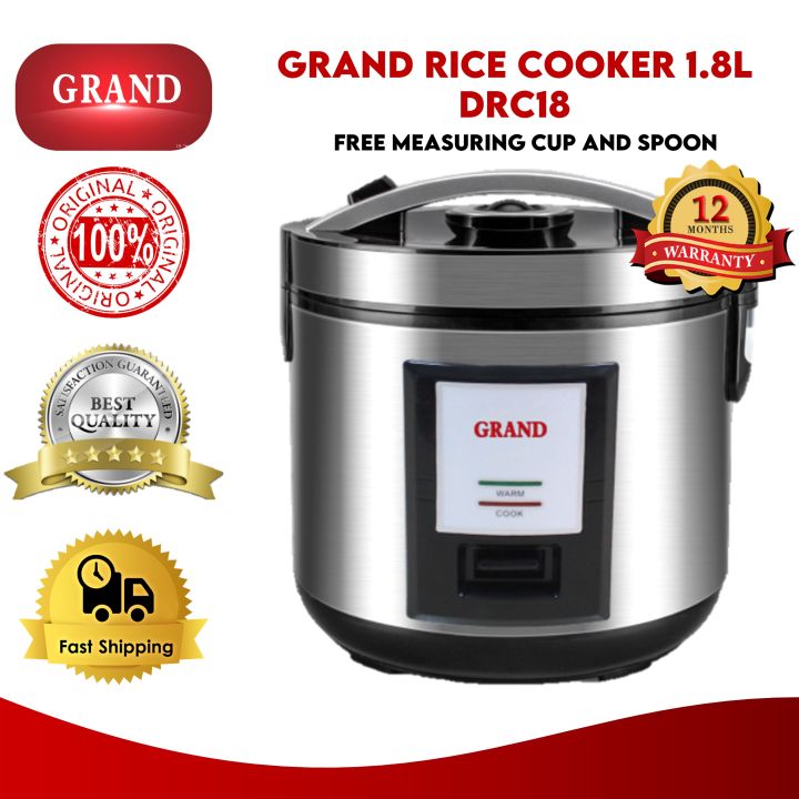 Grand 1.8L Heavy Duty Rice Cooker (DRC18) with Free Spoon and Measuring