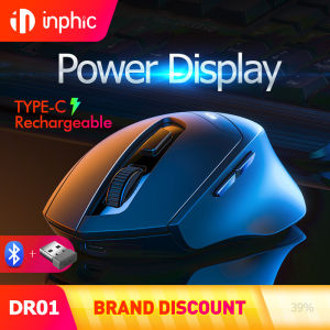 INPHIC DR01 Bluetooth Mouse Rechargeable Wireless Mouse  2.4G + Bluetooth 5.0/4.0 Multi-Device Connection Ergonomic Mouse for iPad Laptop Desktop Mac Android Windows