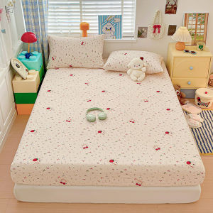 Dansunreve Fitted Bedsheet Washed Cotton Bedsheet Queen/King/Single/Super Single Cartoon Breathable Mattress Protector