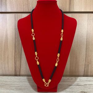 สร้อยเชือกร่ม ห้อยพระ 5 องค์ ขนาด 3 มิล ยาว 26 นิ้ว สวมหัวได้ ชุบทองไมครอนอย่างดี ขนาด 5 ชั้น (มีบริการเก็บเงินปลายทาง)