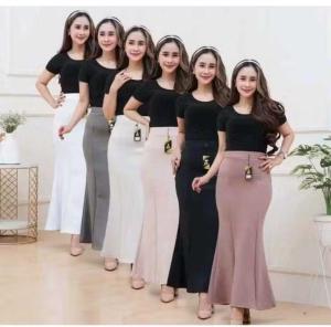 Rok Panjang Model Lunar Mermaid Skirt - Rok Panjang Mermaid Maxi Skirt - Highwaist Rok Wanita Maxy Elegan Bahan Scuba Premium