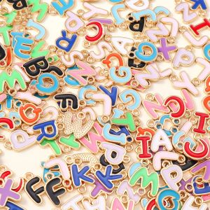 26pcs Kawaii Mix A-Z Letters Charms for Necklace Bracelet Making Accessories Diy Alphabet Charm Pendants Jewelry Making Crafts