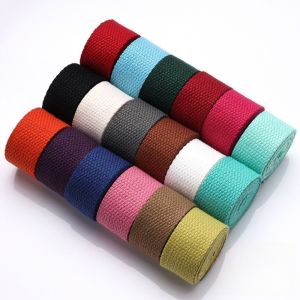 MIRELAE 1 Meter Length Cotton Webbings Tape 20mm Width 1.3mm Thickness Backpack Label Band Durable Solid Color Bias Binding Tape For Bag Strap