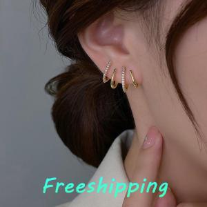 baoxue Hàn Quốc earing Claw tai móc Clip bông tai cho phụ nữ bốn-prong thiết lập màu vàng tai Bông tai thời trang đồ trang sức năm mới Quà Tặng