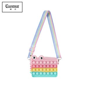 (SG Seller) Kawaii Children Bag Poppit Bag Silicone Push Pop Bubble Bag Coin Purse For Children Crossbody Bag for Girls Boys Kids Wallet Fidget Relieve Stress Toys Pop Fidget Toys-BB45