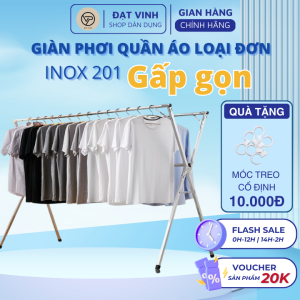 Giàn phơi quần áo chữ X khung Inox 201 Đạt Vinh dài 1m5 giàn phơi inox 4 thanh phơi đa năng có thể gấp gọn siêu bền bỉ