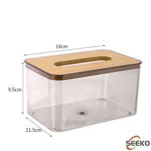 Seeko  Tissue Box Gray Transparent Nordic Style Paper Roll Box Desktop Storage Box S/M/L