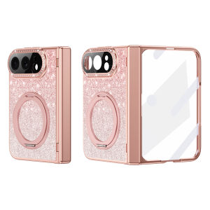 0930[Local Stock] Christmas Halloween For Iphone Duo Glitter Phone Case Plating Frame Front Protection Film Protective Hinge Shockproof With Holder Back Cover h261009