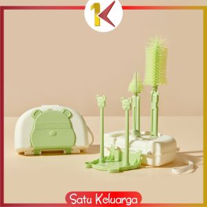 SK-C1069 Sikat Botol Susu Bayi 7IN1 dengan Rak Pengering Botol Portable / Set Bottle Brush + Drying