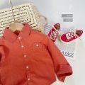 Áo sơ mi bé trai Kangmin kids, Áo Dài Tay Bé Trai chất Thô Đũi Cao Cấp  cho bé Từ 10-27kg. 