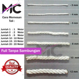 Tali Tambang Nilon Super Kuat 3mm 4mm 5mm Per 10 meter Nylon Rope Kecil 3 mm 4 mm 5 mm Pengikat Barang Pengangkut