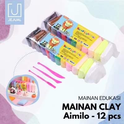 Clay Mainan Anak Aimilo Isi 12 PCS Clay Warna Mainan Edukasi Anak Tidak Beracun/Aman