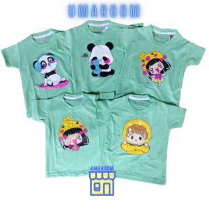 KAOS ANAK PEREMPUAN KARAKTER LUCU BAHAN KATUN USIA 1- 6 TAHUN