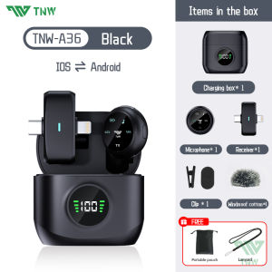 TNW A36 Wireless Lapel Microphone Noise Reduction Magnetic Mini Microphone with Charging Box For Vlogging Type C IOS