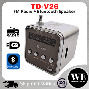 (Ready Stock) Mini Radio FM Bluetooth Speaker TD-V26 📻 Portable Wireless Digital Stereo USB Micro SD TF Card MP3 3.5mm Jack Multifunction