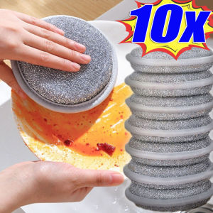 10 ชิ้น ฟองน้ำล้างจานสองด้าน / อุปกรณ์ทำความสะอาดห้องครัว / หม้อไม่ทำลาย / ฟองน้ำทรงกลม / ผ้าซักได้ ไม่มัน และนำกลับมาใช้ใหม่ได้ / ฟองน้ำล้างจานทรงกลม