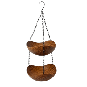 OOC Double Layer Hanging Bird Feeder Feeding Tools Bowl-shaped Animals Drinking Tray Vintage Style Plastic Hummingbird Water Drinker Outdoor Use