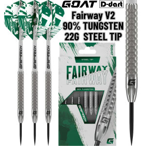 GOAT STEEL TIP DARTS - 22G Fairway V2 90% Tungsten Dart Set STEEL TIP DART (ARROW DART KELULI)
