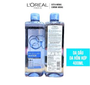 Nước tẩy trang làm sạch dưỡng ẩm cho mọi loại da LOreal 3-in-1 Micellar Water 400ml(chai)
