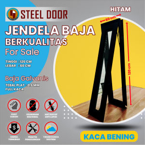 Jendela dan kusen baja Berkualitas Full 1 set 60 x 120 Cm Hitam doff