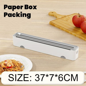 Plastic Wrap Dispenser with Cutter Wrap Storage Box Magnetic Aluminum Foil Stretch Film Cutter Food Film Dispenser for Kitchen