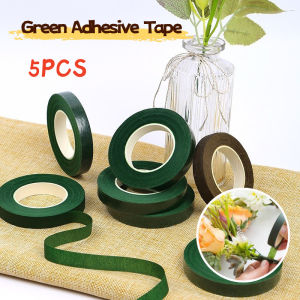 5PCS Floral Tape Flower Tape Florist Elastic Tape Floral Waterproof Self Adhesive Green Paper Type