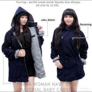 Jaket Parka Wanita Jumbo Size XXXL-XXXXL Hodie Bisa Dilepas