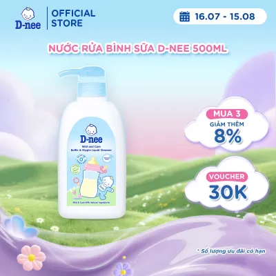 Nước rửa bình sữa D-nee chiết xuất dưa leo an toàn lành tính khử khuẩn hiệu quả 500ml