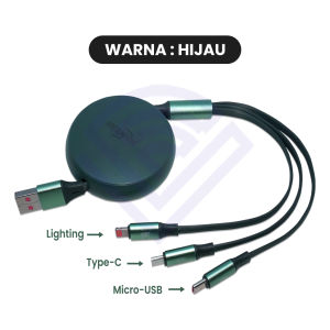 COD - NANVAN NVN-KD60 120W KABEL DATA CHARGER CASAN SUPER FAST CHARGING 3IN1 MICRO USB / TYPE TIPE C / FOR IPHONE RETRACTABLE