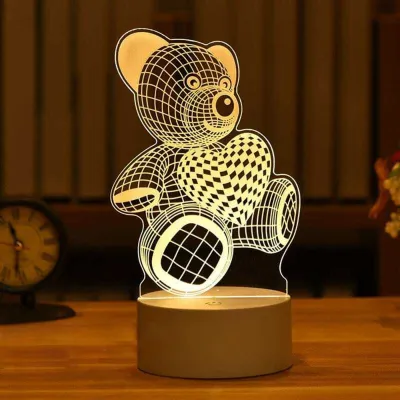 OKAL Lampu Hias Akrilik 3D Bear 3000K Warm White Bear White