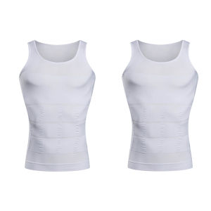 2Pcs Mens Slimming Body Shapewear Corset Vest Shirt Compression Abdomen Tummy Belly Control Slim Waist Cincher Sports Vest