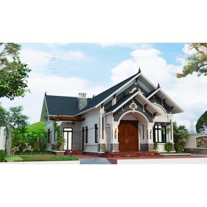 13x13m Bản Vẽ Nhà Cấp 4 Mái Thái Đẹp Ấn Tượng Chuẩn Thời Đại. In Giấy A3 ảnh 3D màu gồm Kiến Trúc Kết Cấu Điện Nước