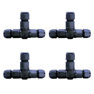 Watertight Electrical T Connectors High Impact Resistance Triple Port Connector Simple Installation for Garden