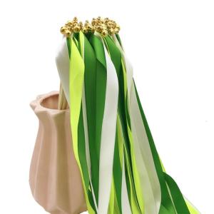 Pack Of 10 Wedding Wand with Bells Silk Ribbon Sticks Ceremony Parties Decoration Holiday Celebration Accessories