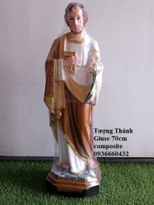 Tượng Thánh Giuse 70cm chất liệu composite màu nâu hoặc trắng - quà tặng công giáo
