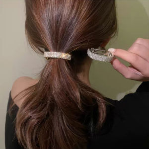Korean Style Rhinestone Women Hair Clips Elegant Simple Ponytail Holders Girls Hairpins