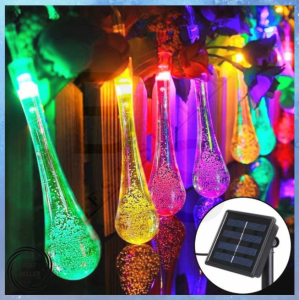 Solar 30 LED Light Raindrop 7M LED String Lights Fairy Lights Waterproof Solar Garland Garden
