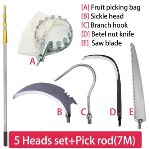 6/7 Meter escopic Fruit Picker High Pruning nch Shear Saw Tree Cutter Fruit picking bag Sickle head nch hook 采摘