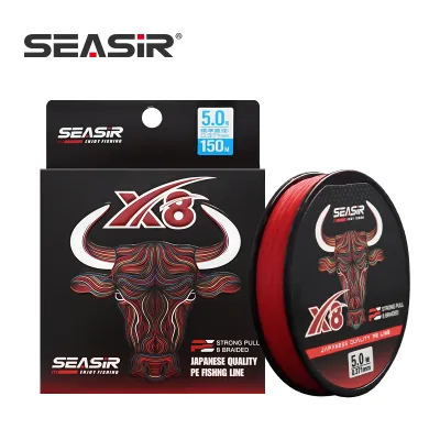 SEASIR RED 8 Strands PE Line Japan Quality 8 Braided Multifilament Fishing Line 150 meters 10-60LB Upgrade High Stength Main Line