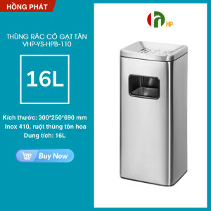 Thùng rác có khay gạt tàn chất liệu Inox cao cấp dung tích 16L trong nhà khách sạn VHP-YS-HPB-110