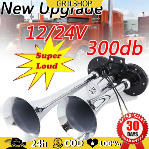 2pcs แตรลม 30W 300db แตรลมไฟฟ้า12v แตรไฟฟ้า12vดัง เสียงดังสุดยอดแบนด้านล่างรถแตรอากาศชุบโครเมี่ยมชุบสังกะสีแตรคู่รถบรรทุกรถบรรทุกรถบรรทุก RV แตรลมรถบรรทุก24v แตรลมไฟฟ้า12v แตร ลม ไฟฟ้า 12v แตร รถยนต์