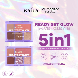 Kaila Beaute Ready Set Go Face Palette 5in1 Eyeshadow Blush Highlighter Hey Brownie