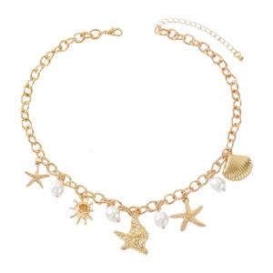 Bohemian Pearls Shell Pendant Necklace Adjustable Beach Fashion Stackable Chain For Women Vacation Layering Piece