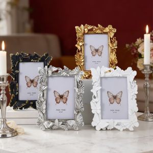 BK6H Vintage Butterfly Picture Frame Staggered Pattern Rectangular Shape Decorative Painting Frame 3D Resin Photo Frame Living Room Decor