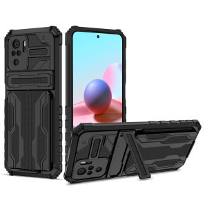 Luxury Shockproof Armor Coque For Xiaomi Redmi Note 10 Pro 10S 10Pro Max 4G Case Card Slot Kickstand Back Cover for Redmi 10 10C