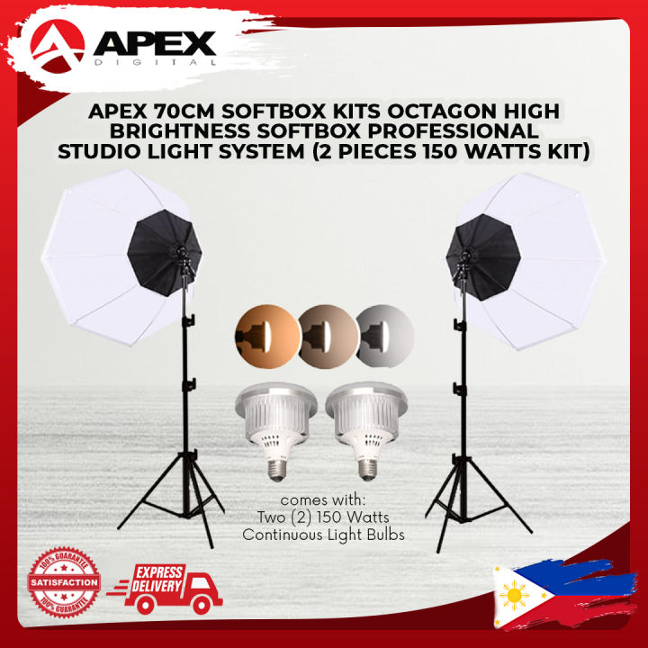 Apex Octagonal Softbox 70CM Photography Studio Lights Kit - Main Image