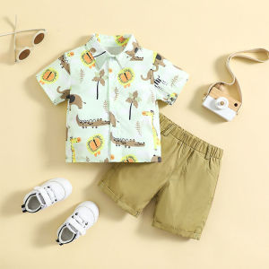 0-5 years old childrens short sleeved set Summer new boys cartoon shirt casual shorts two-piece set Baby Cute Clothes suit